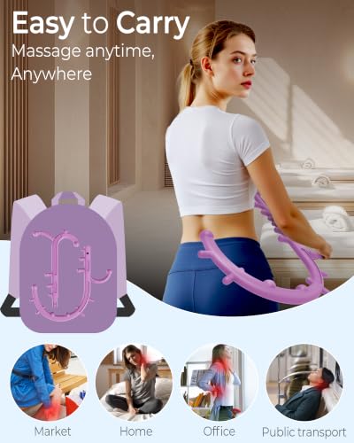 Image of Back and Neck Massager for Pain Relief Deep Tissue, Upgraded Full Body Trigger Point Cane Massage Tools, Therapy Massage Stick Pressure Point Hook, Muscle Knot Remover Tool (Pink)