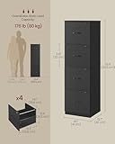 VASAGLE File Cabinet, Filing Cabinet for Home Office, Printer Stand, with 4 Lockable Drawers, Adjustable Hanging Rails, for A4 and Letter-Size Files, Ink Black OFC082B02 - Image 3
