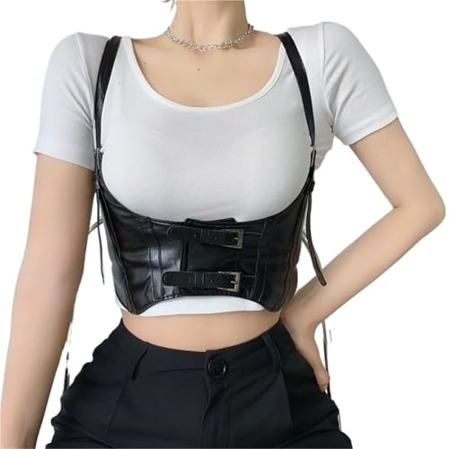 Punk Body Chain Leather Belt For Women Goth BDSM Lingerie Bondage Corset Harness Belt Rave Fashion Accessories(Black)