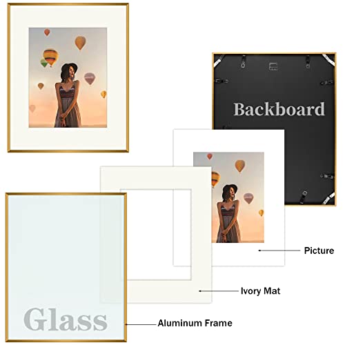 Frametory, 16X20 Aluminum Frame For 11X14 Picture With Ivory Color Mat, Wall Display - Sawtooth Hanger, Swivel Tabs, Spring Clips - Great For Photos, Artworks, Posters (Bronze, 1-Pack) #TOP3