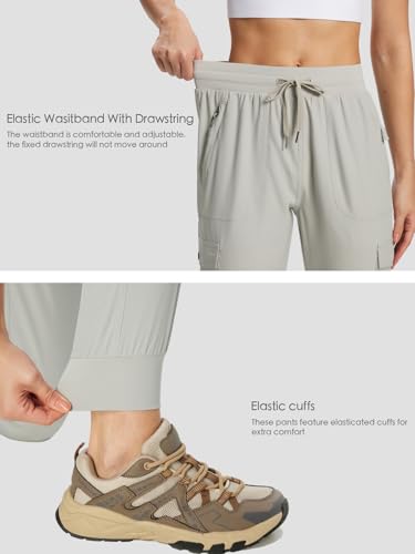 KWZ Women's Hiking Pants Lightweight Cargo Joggers 27.5" Light Grey S — view 5