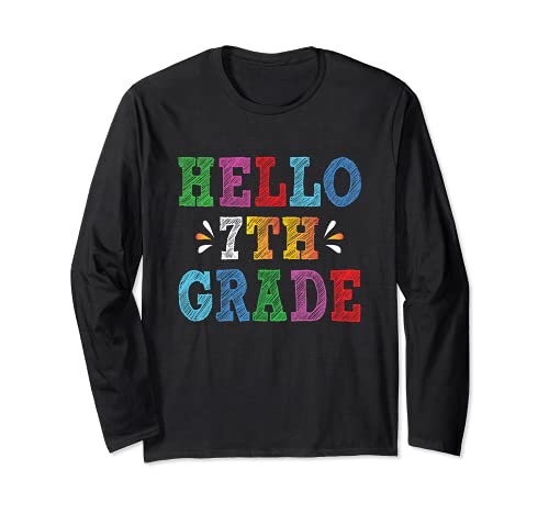 Hello 7th Grade Tee Back to School Gifts Hello Seventh Grade Manga Larga