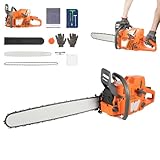 72CC 2-Stroke Gas Chainsaw, Handle Gas Powered Chainsaw Multi-Functional Low Noise Cordless Chain Saw Single Cylinder Chain Saw w/14OZ Fuel Tanks for Forest Harvesting Pruning Branches Gardening
