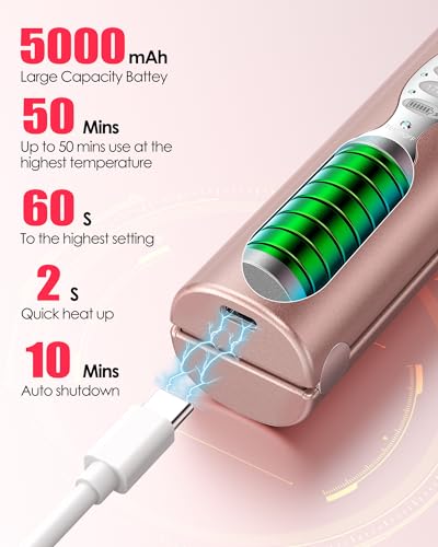 Urjd YL-011 Portable Titanium Cordless Hair Straightener, Heats Up In Seconds & Lasts Up To 50 Minutes & Usb Rechargeable, Dual Voltage Mini Travel Flat Iron Straightening thumb #2