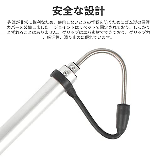 ZHEJIA 釣り用ギャフ 伸縮式 フィッシングツール ステンレス 軽量 釣り具 フィッシュギャフ ハンドギャフ いかだ釣り 海釣り 氷釣り いかだ釣り 野生釣りに適しています 長さ30cm伸縮長さ60cm 4枚目