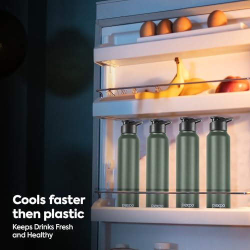 Image of PEXPO Electro 1750ml - Denim Blue and Chromo 950ml - Military Green Stainless Steel Water Bottle ISI Certified | for Home, Office, Gym, Travelling