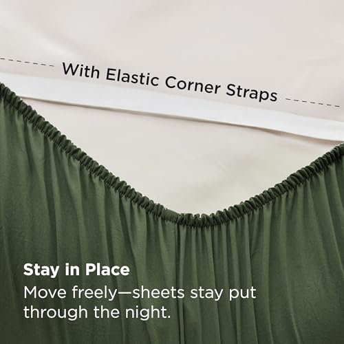 Image of Bedsure Deep Pocket Twin Sheets - 4 Piece, Prewashed Ultra-Soft Twin Sheets Set, Fits Mattresses Up to 18 Inches Thick, Breathable & Secure Fit, Hotel Luxury Bedding, Olive Green