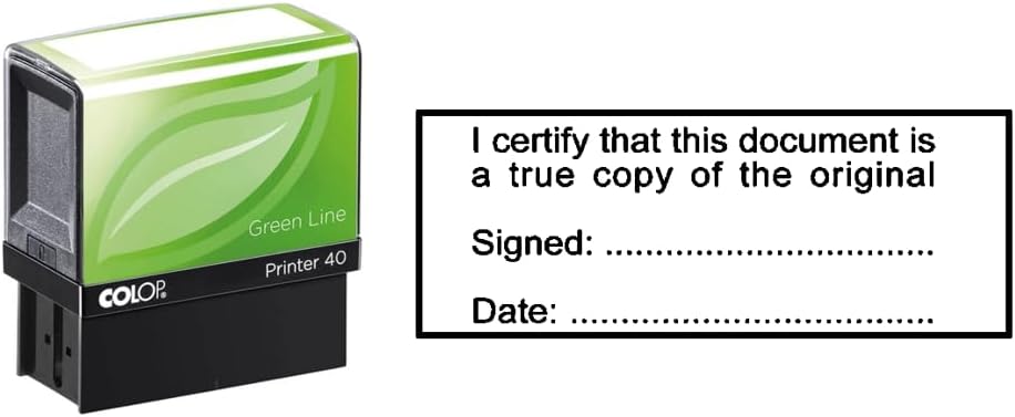Self-Inking Notary Business Stamp, True Copy of Original Document Certification, Black Ink, 2 3/8 x 15/16 Inch