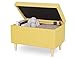 JOHEE Skrzynia do przechowywania podnóżek podnóżek prostokątny otomana toaletka taboret z pokrywką wyściełana klatka piersiowa miękka poduszka siedzisko do sypialni korytarza salonu z lnianą tkaniną i litego drewna żółty
