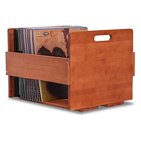 Artliving Vinyl Record Storage Record Crate - Storage Crate Box for LP |Album| Records - Bamboo vinyl record organizer Holder Holds Up to 80 Records Cover