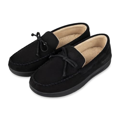 Image of isotoner Men's Slip-on Indoor /Outdoor Microsuede Memory Foam Comfort Moccasin Slippers