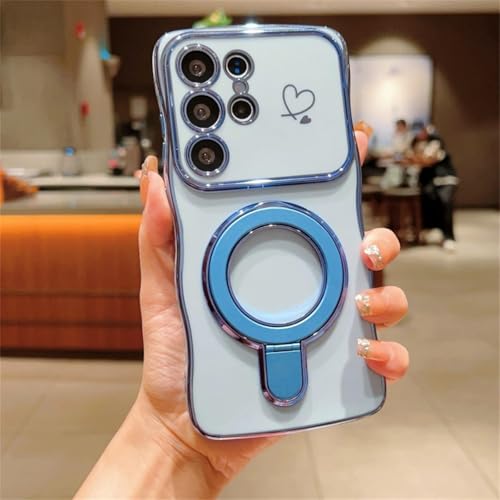 Coque support Samsung A55 TPU souple antichoc bleu avec anneau