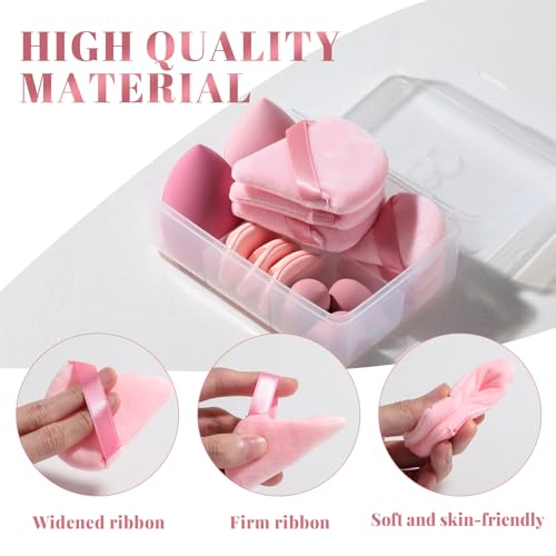 Image of Makeup Sponge Set BS-MALL Triangle Puff 14 Pcs for Liquid, Cream, and Powder, Multi-colored Makeup Sponges and Mini Sponge with Case. (B pink)