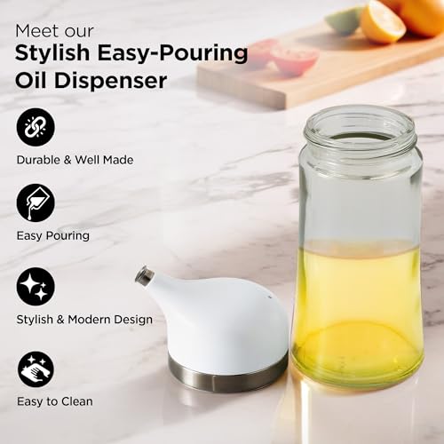 Image of The Better Home Oil Dispenser 140ml | Stylish Mini Glass Bottle with Measuring Mark | Easy Pour, Leak-Proof, Cute & Compact for Table Use | White