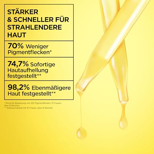 Garnier Vitamin C Aufhellendes Serum gegen Pigmentflecken, Gesichtsserum mit 4 Prozent Vitamin C, Niacinamid, Salicylsäure und Melasyl, für einen strahlenden Teint, für alle Hauttypen, 1 x 30 ml