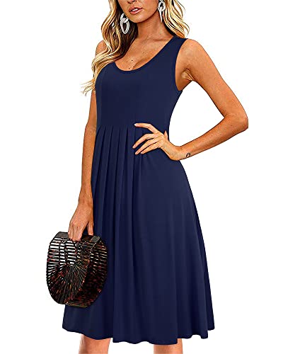 Image of KILIG Women Soft Casual Beach Sundress Floral Pleated Vintage Tank Dress 2026