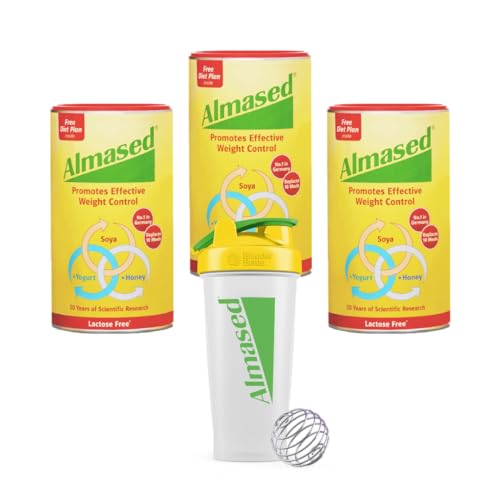 Almased - SOYA, Yogurt & Honey Meal Replacement for Weight Control, Lactose-Free, 500g Triple Pack and Shaker Bundle