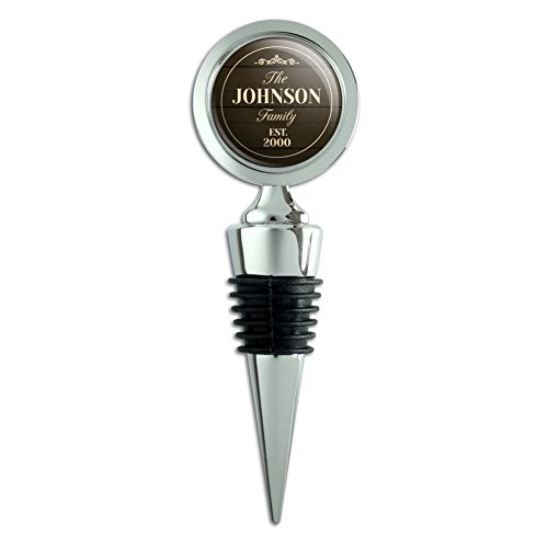 Graphics and More Personalized Custom The Name Family Established Year Dark Wine Bottle Stopper