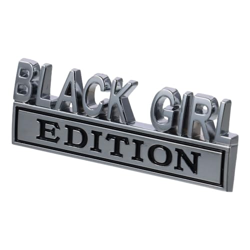 Image of BYOBYO 2PCS Black Girl Edition Emblem 3D Metal Car Side Rear Front Hood Badge Auto Door Badge Universal Car Sticker Replacement Decorations for Vehicle Car Truck SUV, 3.15x1.18in