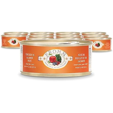 Fromm Four-Star Nutritionals Chicken & Salmon Pate Cat Food - Premium Wet Cat Food - Chicken Recipe - Case of (12) 5.5 oz Cans Cover