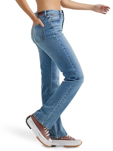 Jean Coupe Droite Wrangler Taille Haute Vert Feuille Taille 30