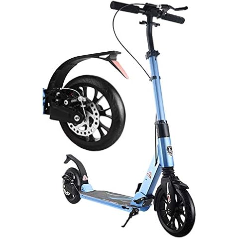 LXLA - Adult Kick Scooter with Hand Disc Brake and Big Wheels, Folding Dual Suspension Commuter Scooter for Adults/Teens/Kids, Adjustable Height, Support 330 Lbs (Color : Blue) Cover