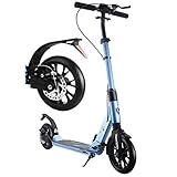 ✅ Material resistente, duradero y ecológico: hecho principalmente de aleación de aluminio, este patinete es ligero pero resistente. Sugerir peso 100 kg / 220 lbs (no eléctrico).