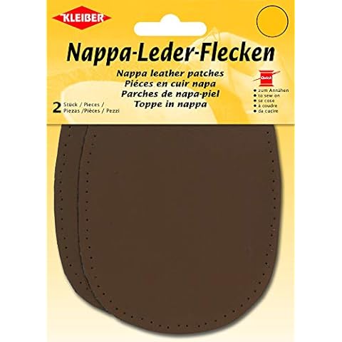 Kleiber Sew-on Nappa Leather elbow and knee patches 12.5 cm x 10 cm, Brown, 2 per pack Cover