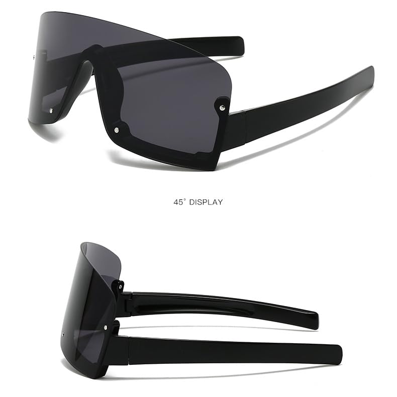 Vintage Half Frame Candy Color One Piece Sunglasses Fashion Oversized for Women3