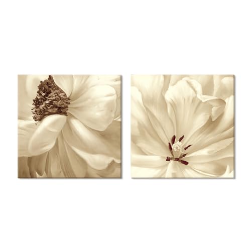 SEVEN WALL ARTS Flower Canvas Wall Art 2 Pieces Neutral