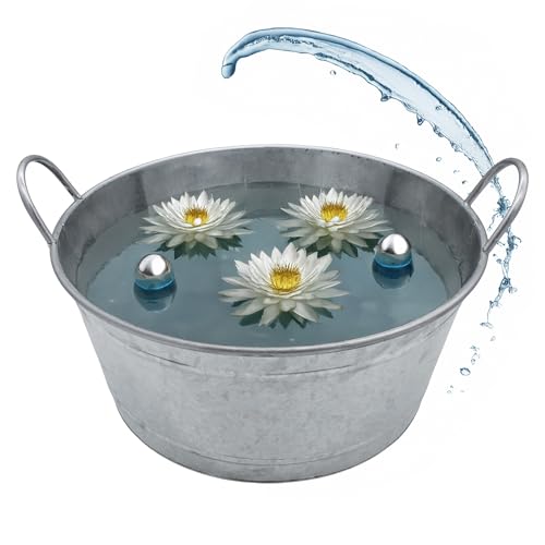 Spetebo Bac à fleurs XXL en zinc avec poignées - 50 x 22 cm - En métal argenté galvanisé - Décoration de jardin - Mini étang décoratif