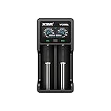  Xtar Ladegerät für 2 Li-ion/NI-MH/NI-CD 18650 zylindrische Akkus AAAA, AAA, AA, A, SC, C, VA-LCD-Farbdisplay, Powerbank-Funktion, Modell: VC2SL, schwarz