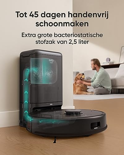 Robotstofzuiger eufy Clean X8 Pro met zelf-leegstation, 2x 4000 Pa zuigkracht, ontwarrende borstel, iPath laser-navigatie - Afbeelding 5
