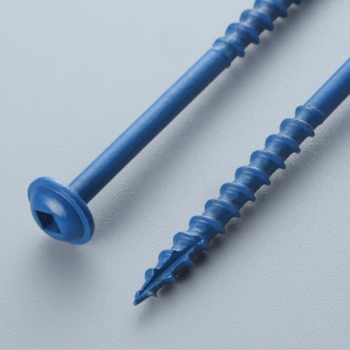 BNUOK Pocket Hole Screws 1 1/4 Inch, 150Pcs, Anti-Rust Blue Coated Pocket Screws #8 x 1-1/4", Exterior Wood Screws, Coarse Thread, Washer Head Square Drive, Self-Tapping Tip, with Drive Bit - Image 4