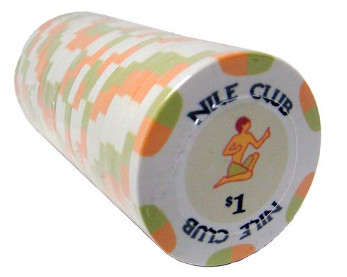 25 $1 Nile Club 10 Gram Ceramic Casino Quality Poker Chips #TOP3