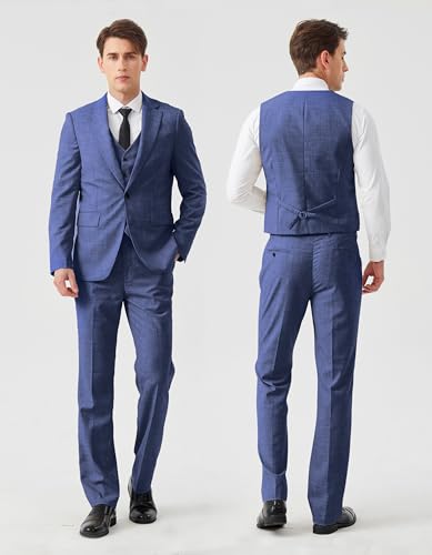 MOGU Men's 3 Piece Slim Fit Suit – Formal Business Tuxedo Set for Wedding Groom, Prom, Dinner, Party3