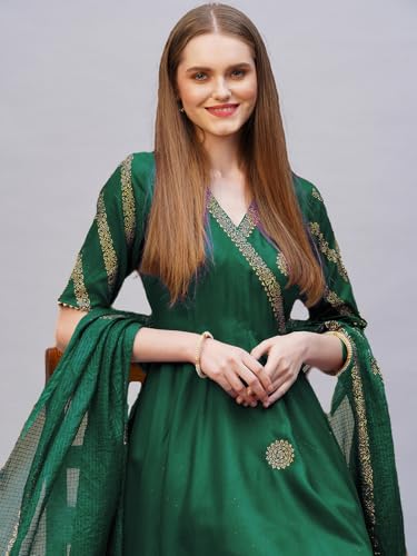 Image of ANNI Designer Rayon Blend Women Kurta Set with Pant & Dupatta