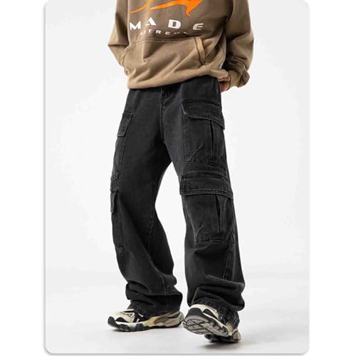 Men's Multi Pocket Jeans Loose Pants Y2K Hip-hop Jeans Loose Retro Work Pants4