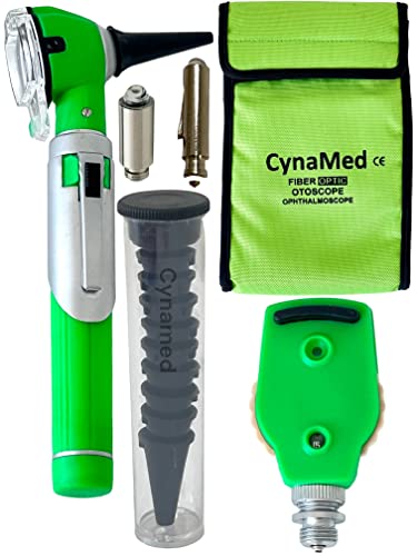 Cynamed Otoscope - Ear Scope with Light, Ear Infection Detector, Both Adult and Pediatric Disposable Specula Tips (Green)