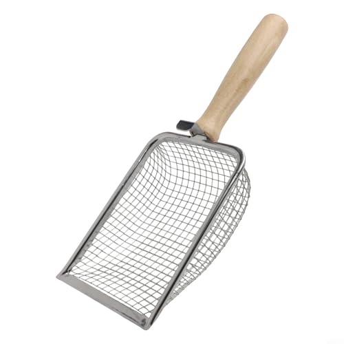 TONIXY Garden Soil Sieve with Wooden Handle - Stainless Steel Mesh Sifter for Compost, Sand & Soil Preparation - Multiple Mesh Sizes 1mm to 5mm - 4 Piece Set(5.0mm)