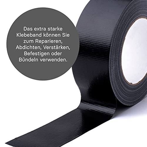 MAXKO Panzertape - 50m x 50mm - Gaffa Tape - Panzerband Duct Tape - Gewebeklebeband - 50m Klebeband - Gaffer Tape - Textilklebeband