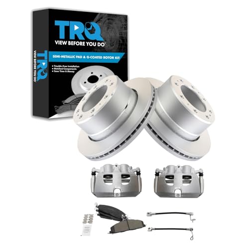 Image of TRQ Rear Brake Pad & Rotor Kit Semi-Metallic Compatible with 2014-2014 Ram 2500