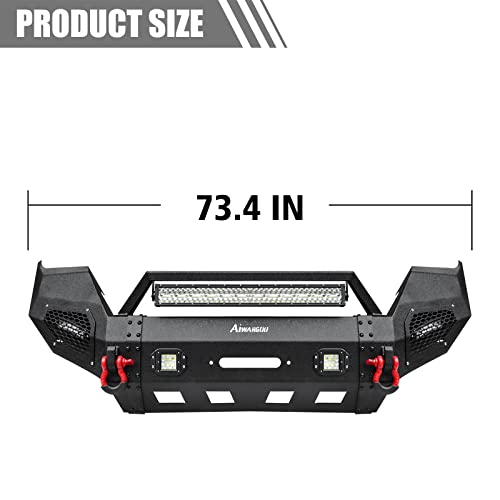 BESTZHEYU Tacoma Front and Rear Bumpers Sets Fit for 2016 2017 2018 2019 2020 2021 2022 Tacoma Offroad Bumper with 9PCS LED Lights and Winch Plate