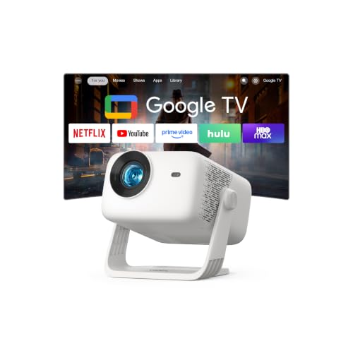 Image of 【3500ANSI & Google TV & 4K】Smart Projector with WiFi and Bluetooth, VISSPL AI Auto Focus & Auto Keystone Portable Outdoor Projector, Voice Control Movie Gaming Projectors for Bedroom/Ceiling