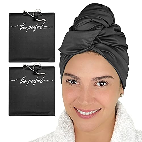 THE PERFECT HAIRCARE Microfiber Hair Large Towels Wrap for Women - Smooth as Silk - Anti-Frizz for Curly, Wavy, Straight Hair Girls - Plopping Essential - Easier to Use Than a T-Shirt - 2 Pack