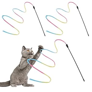 Cat Zauberstab Regenbogenspielzeug 3pcs Rainbow Ribbon Zauberstab für Kitten Training Rainbow Ribbon Zauberstab Interaktiver Catcher Teaser Zauberstab für Kitten Cat Exerciser(30cm)