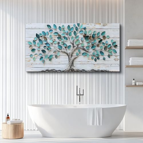 QIYILEXWART Canvas Wall Art For Living Room Wall Decor For Bedroom Office Wall Decoration Green Tree Landscape Painting Abstract Pictures Artwork Room Aesthetic Home Decor 20x40 In