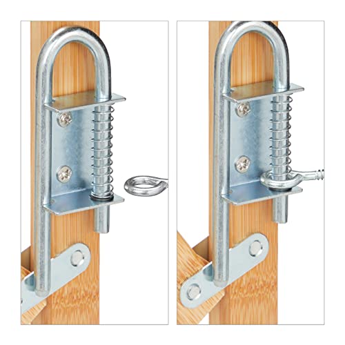 Relaxdays Hundeabsperrgitter, ausziehbar bis 96 cm, 48,5-60 cm hoch, Bambus, Hunde Schutzgitter für Treppe & Tür, Natur