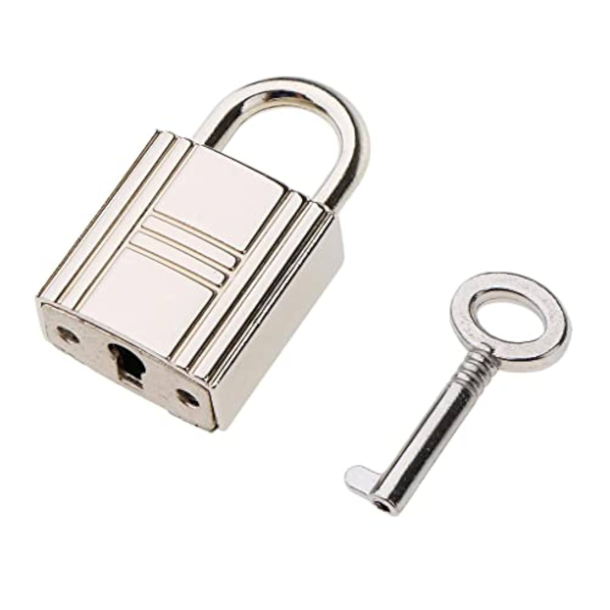 Cute Security Travel Lock Alloy Padlock with Key, Silver