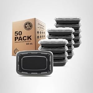 Freshware Meal Prep Containers [50 Pack] 1 Compartment Food Storage Containers with Lids, Bento Box, BPA Free, Stackable, Microwave/Dishwasher/Freezer Safe (16 oz)